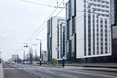 Contact line poles in Dnipro