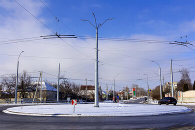 Contact line poles in Chernihiv