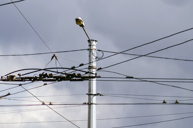 Contact line poles in Khmelnytskyi