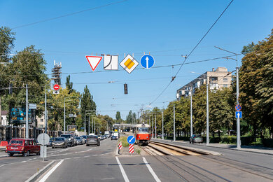 Contact line poles in Kyiv