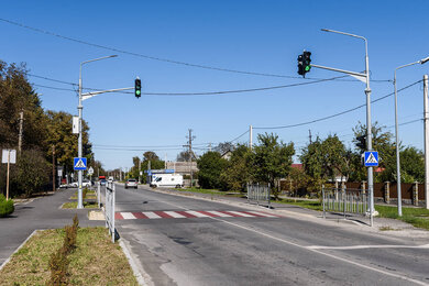 Traffic light poles in Zviahel